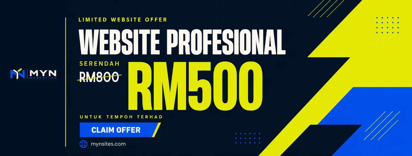Offer website profesional serendah RM500